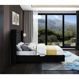 Meridian Savan Black Velvet Queen Bed
