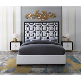 Meridian Taj White Velvet Queen Bed