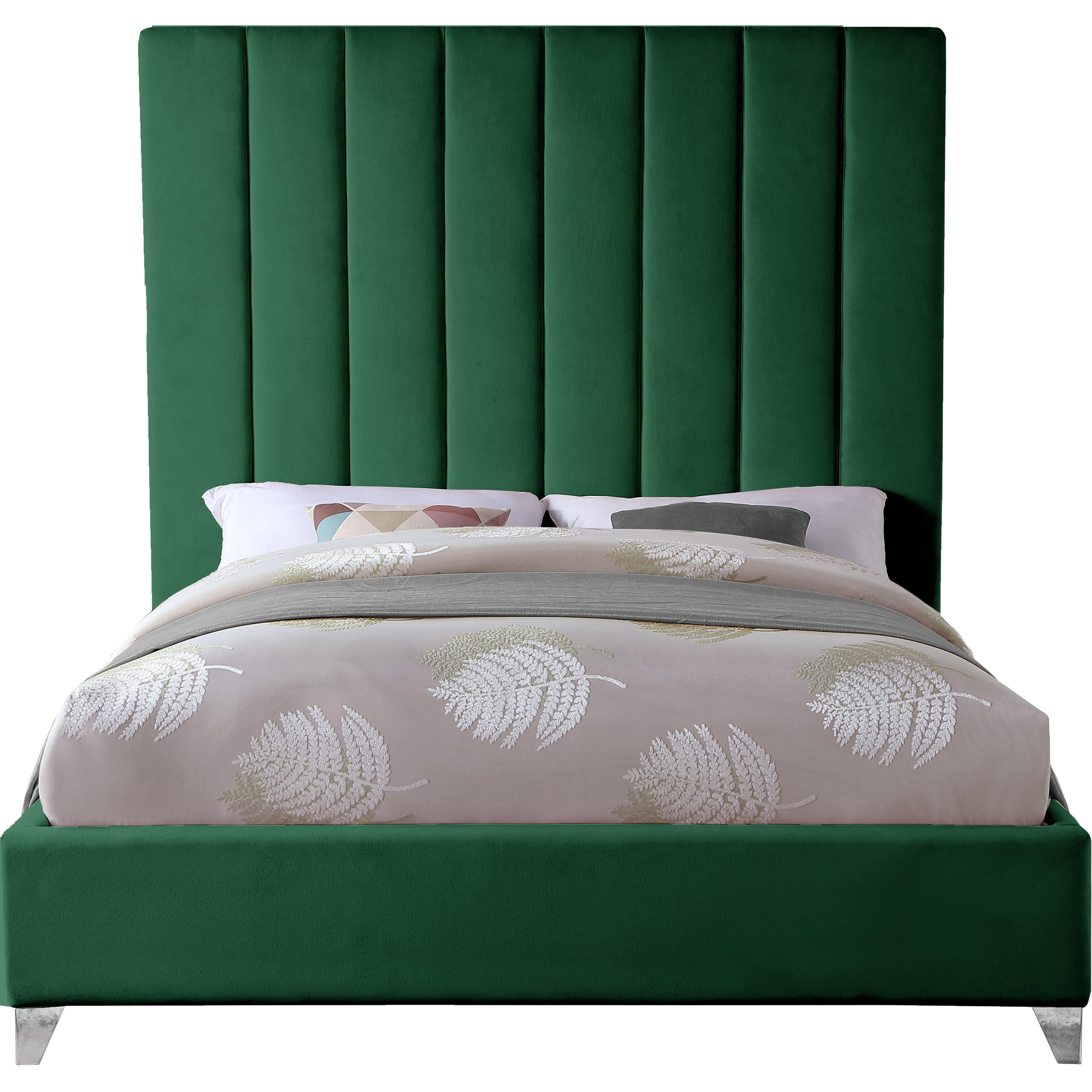 Meridian Via Green Velvet King Bed