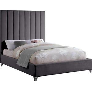 Meridian Via Grey Velvet King Bed