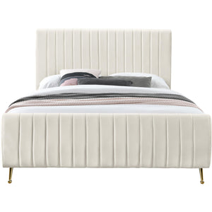 Meridian Zara Cream Velvet King Bed (3 Boxes)