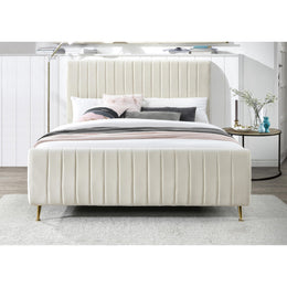 Meridian Zara Cream Velvet King Bed (3 Boxes)