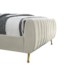 Meridian Zara Cream Velvet Twin Bed (3 Boxes)