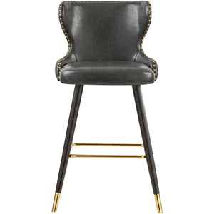 Meridian Hendrix Grey Vegan Leather Counter/Bar Stool