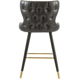 Meridian Hendrix Grey Vegan Leather Counter/Bar Stool