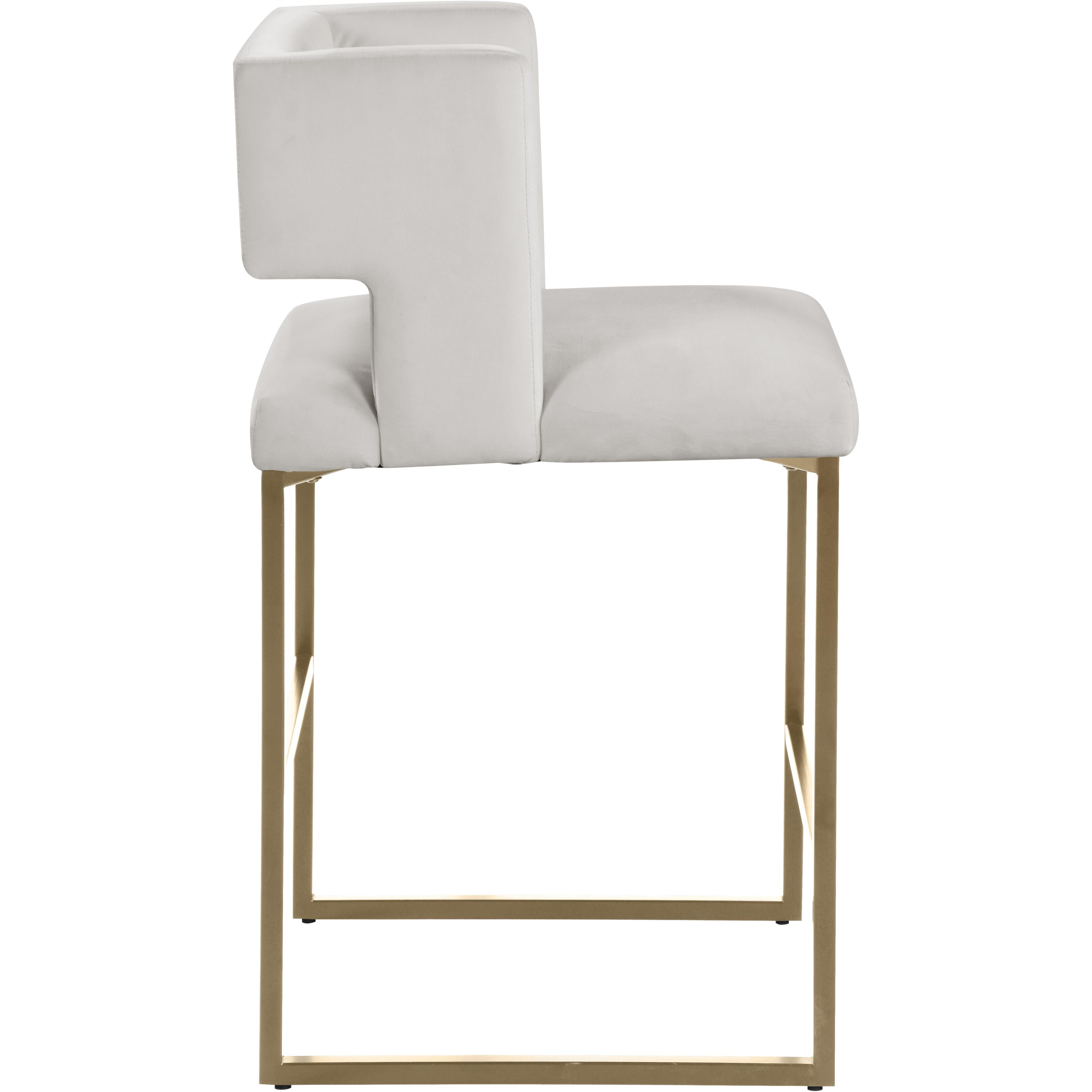 Meridian Caleb Cream Velvet Counter Stool