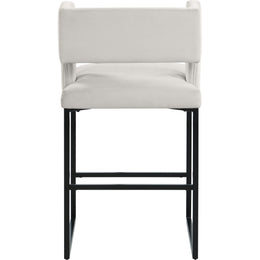 Meridian Caleb Cream Velvet Counter Stool