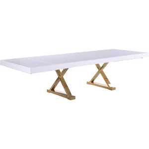 Meridian Excel White Lacquer Extendable Dining Table (3 Boxes)