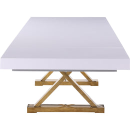 Meridian Excel White Lacquer Extendable Dining Table (3 Boxes)