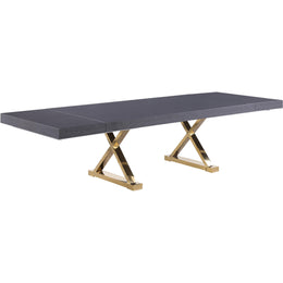 Meridian Excel Grey Oak Veneer Lacquer Extendable Dining Table (3 Boxes)