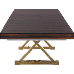 Meridian Excel Brown Zebra Wood Veneer Lacquer Extendable Dining Table (3 Boxes)