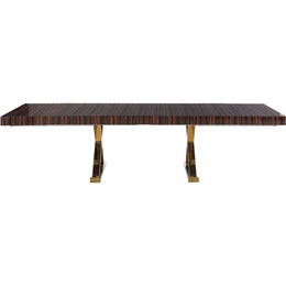Meridian Excel Brown Zebra Wood Veneer Lacquer Extendable Dining Table (3 Boxes)