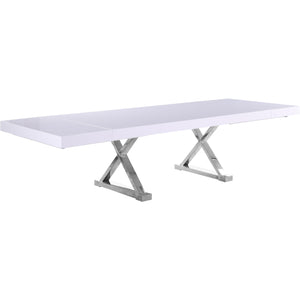 Meridian Excel White Lacquer Extendable Dining Table (3 Boxes)