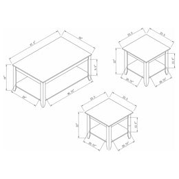 Brooks  Rectangular Coffee Table Set Cappuccino