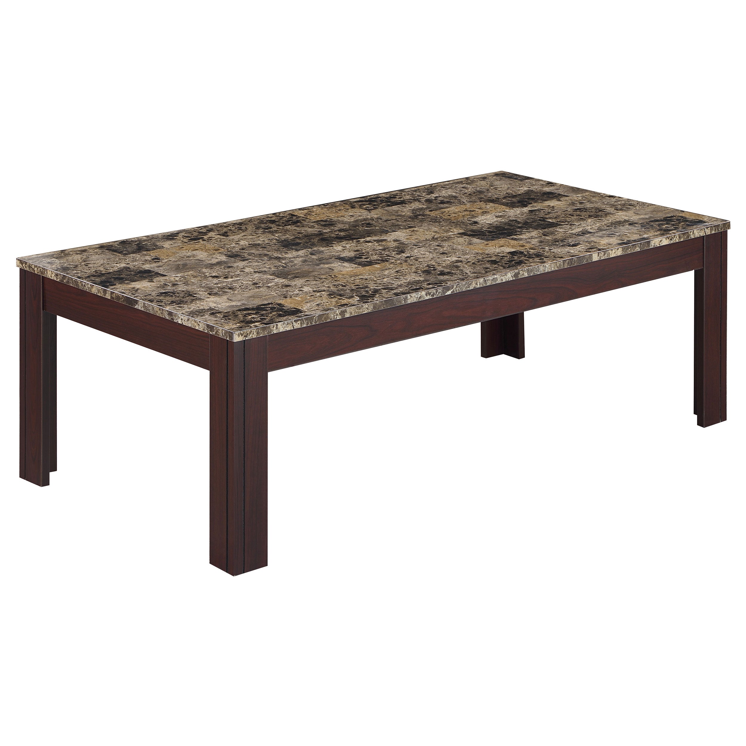 Rhodes  Faux Marble Top Coffee Table Set Brown