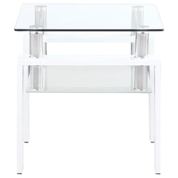 Dyer 1-shelf Square Glass Top Side End Table Black