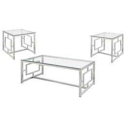 Merced 2-piece Rectangular Coffee and End Table Set Nickel