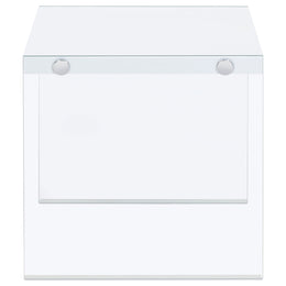 Opal Square Glass Frame Side End Table White High Gloss