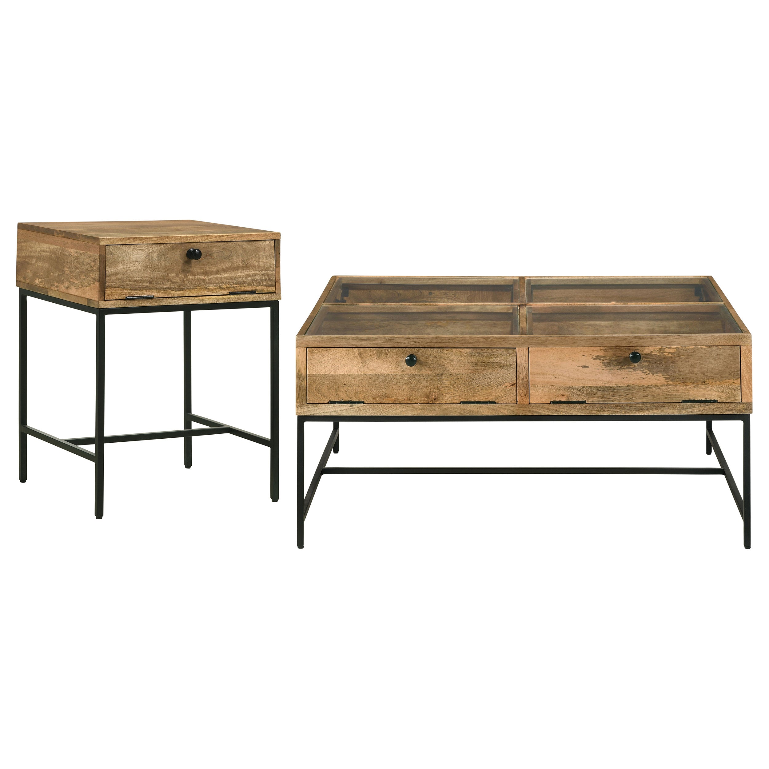 Stephie  Square Coffee and End Table Set Honey Brown