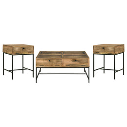 Stephie  Square Coffee and End Table Set Honey Brown