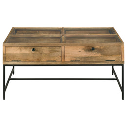 Stephie 4-drawer Square Glass Top Coffee Table Honey Brown