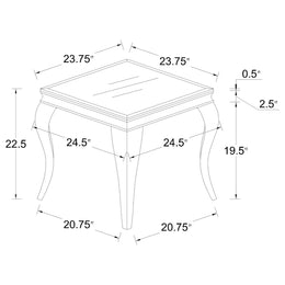 Carone Square Glass Top End Side Table Black and Chrome