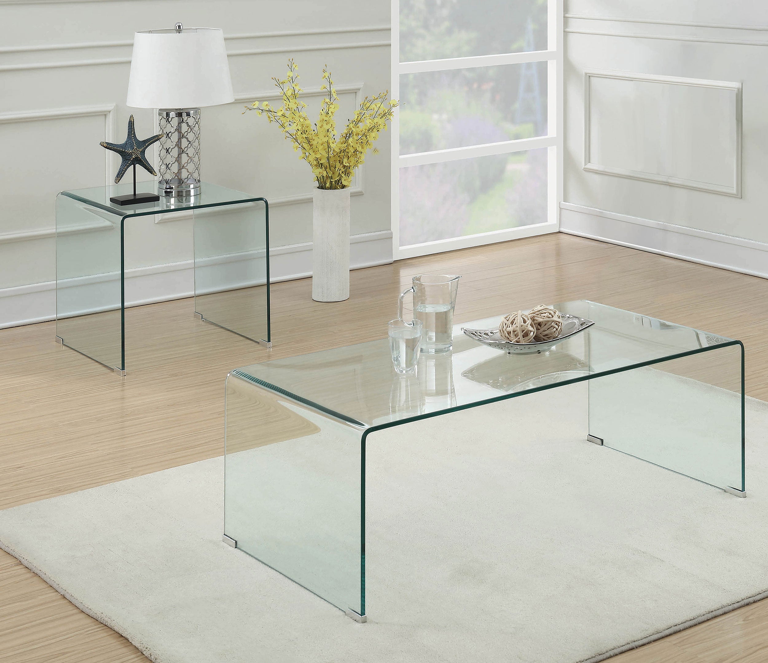 Ripley  Bent Glass Coffee and End Table Set Clear