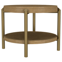 Arini Round End Side Table With Storage Shelf Black