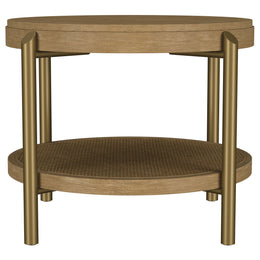 Arini Round End Side Table With Storage Shelf Black