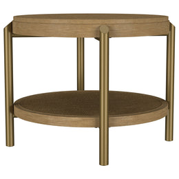 Arini Round End Side Table With Storage Shelf Black