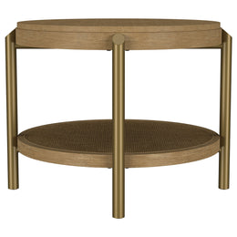 Arini Round End Side Table With Storage Shelf Black