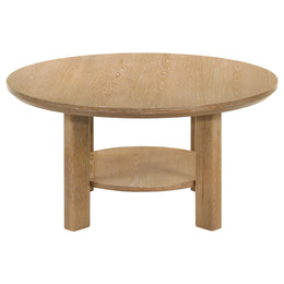 Ottowa 36-inch Round Wood Cocktail Coffee Table Light Oak