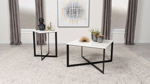 Tobin  Marble Top Coffee and End Table Set White