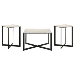Tobin  Marble Top Coffee and End Table Set White