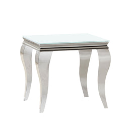 Carone Square Glass Top End Side Table Black and Chrome
