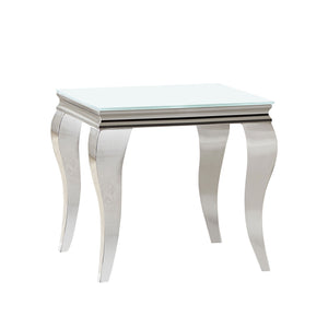 Carone Square Glass Top End Side Table Black and Chrome