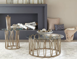 Merced 2-piece Rectangular Coffee and End Table Set Nickel