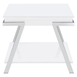 Marcia Rectangular Side End Table White High Gloss