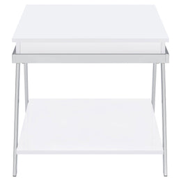 Marcia Rectangular Side End Table White High Gloss