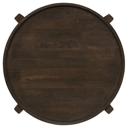 Cota Round Solid Wood End Table Dark Brown