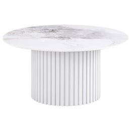 Rowena Coffee and End Table Set White Faux Marble