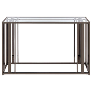 Adri Glass Top Entryway Sofa Console Table Black Nickel