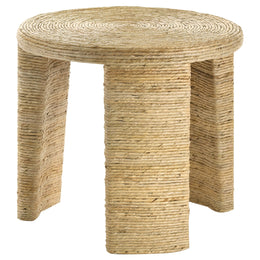 Artina Woven Rattan Round Side End Table Natural Brown
