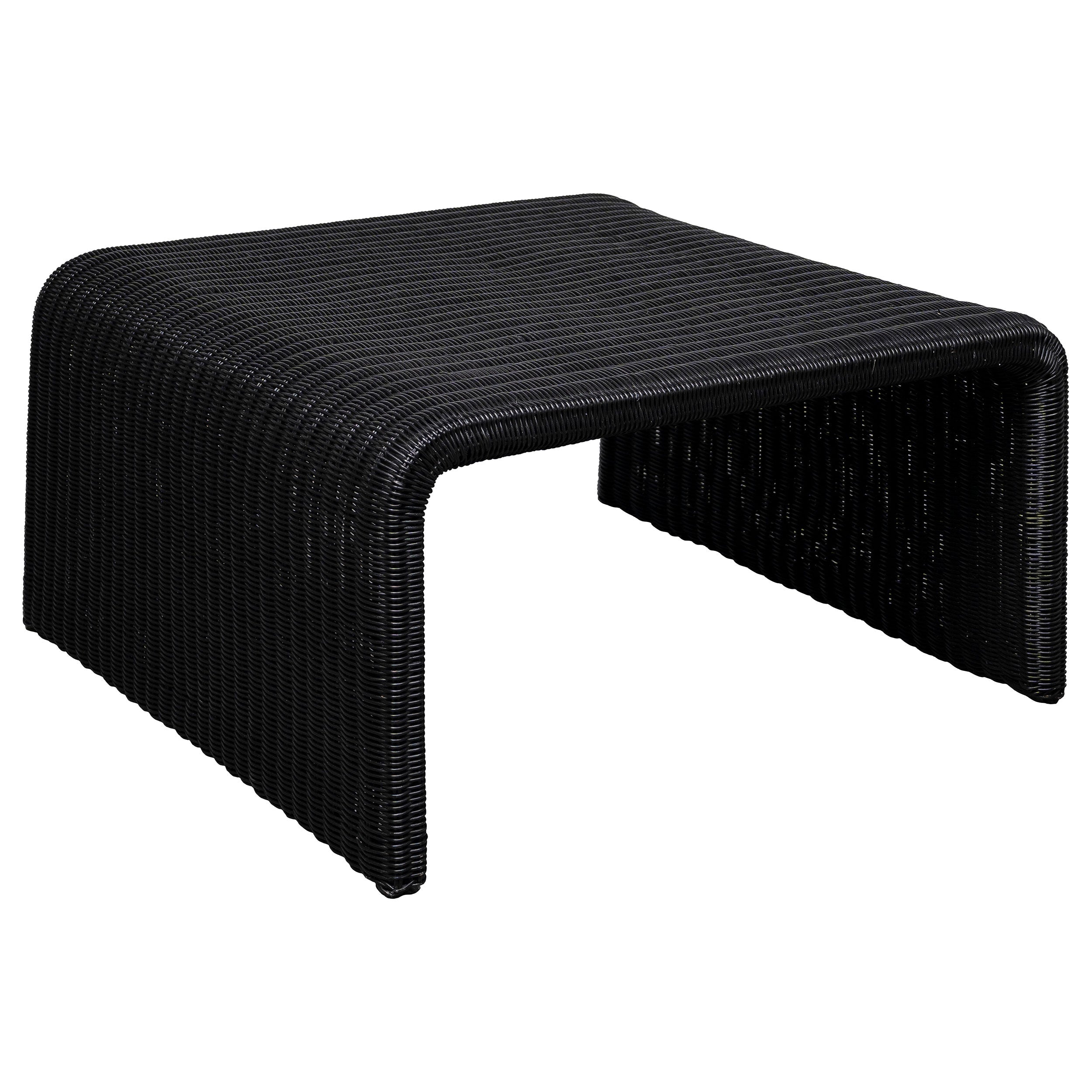 Cahya  Rattan Coffee and End Table Set Black