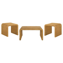 Cahya  Rattan Coffee and End Table Set Black