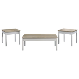 Stacie  Coffee Table Set Distressed Pine and White