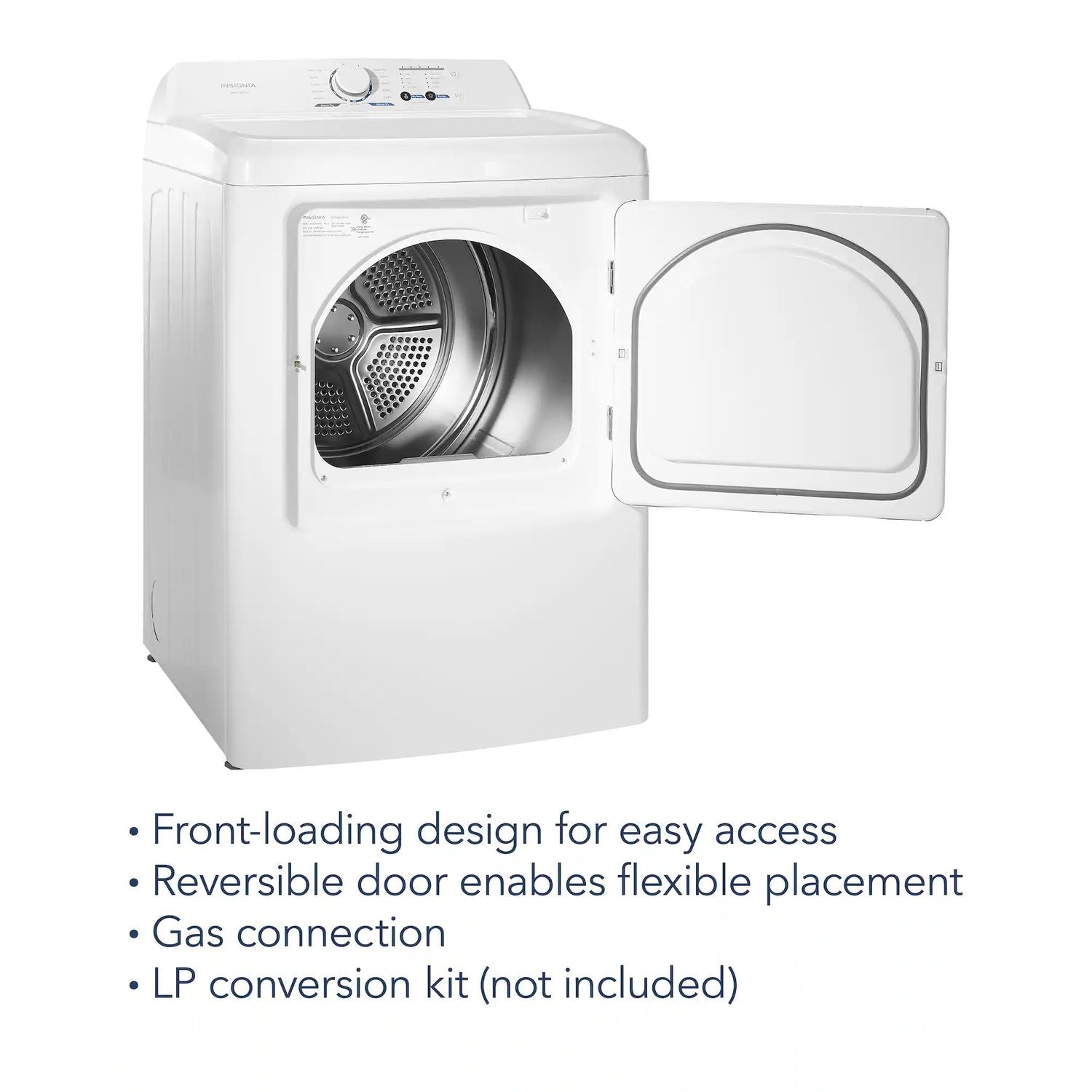 Package - Insignia™ - 3.7 Cu. Ft. High Efficiency 12-Cycle Top-Loading Washer and 6.7 Cu. Ft. Gas Dryer with Sensor Dry - White