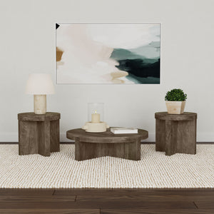 Kinkaid  Solid Wood Coffee and End Table Set Brown