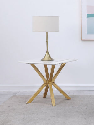 Visalia Faux Marble Top Stainless Steel End Table Gold