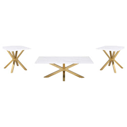 Visalia  Faux Marble Coffee and End Table Set White